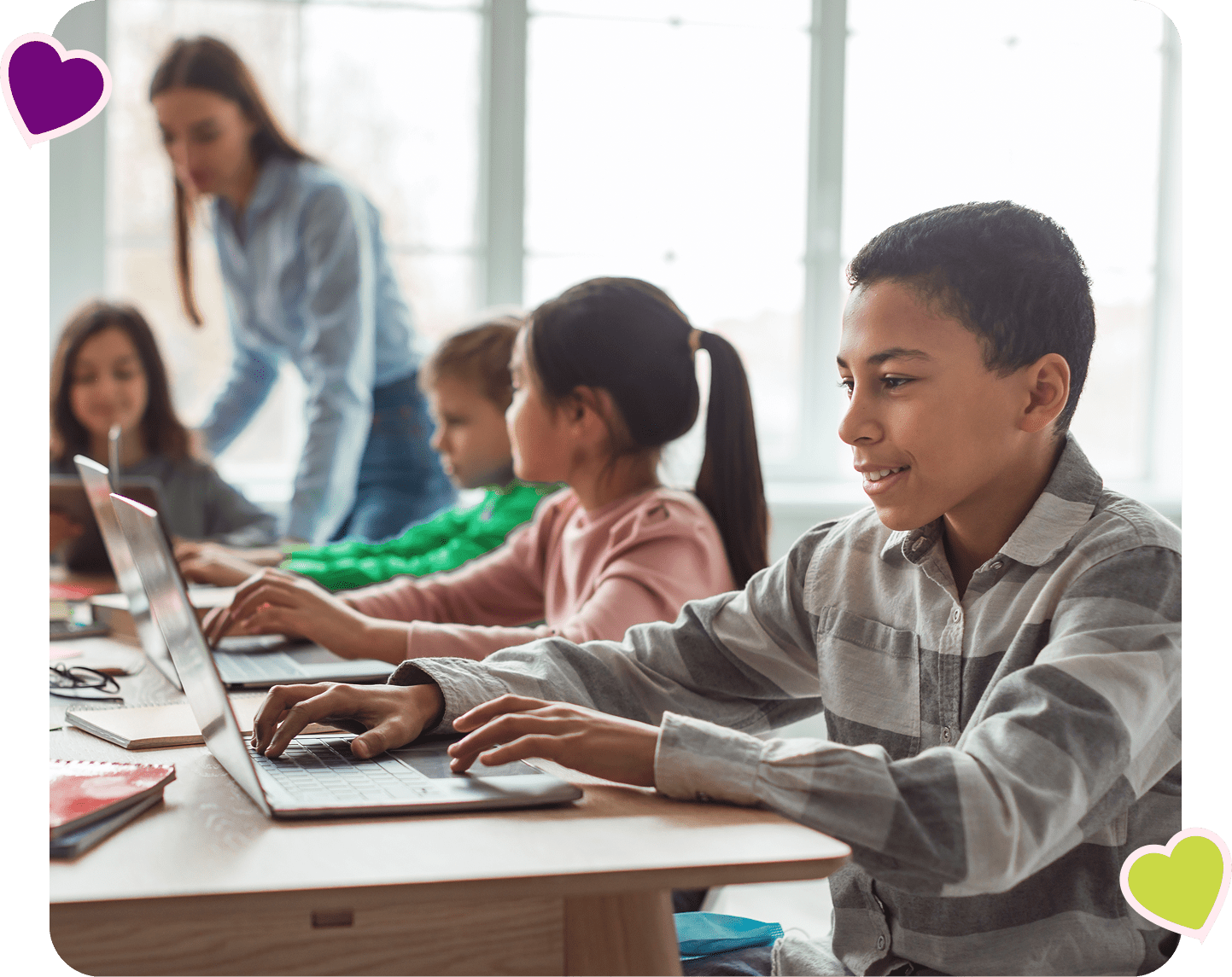 Students engaged in computer work