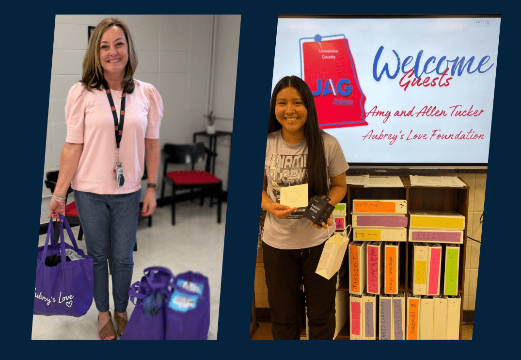 Aubrey’s Love Foundation providing care packages and translator earbuds to support a student at a local school.