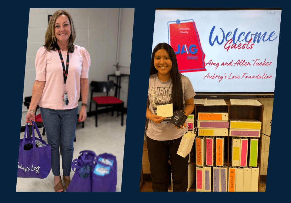 Aubrey’s Love Foundation providing care packages and translator earbuds to support a student at a local school.