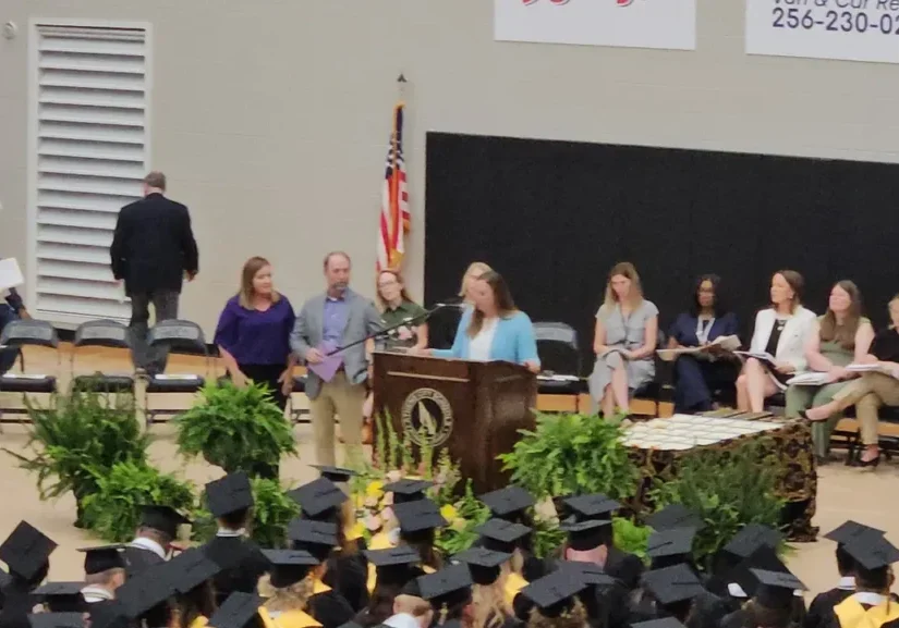 Audience watching commencement speech